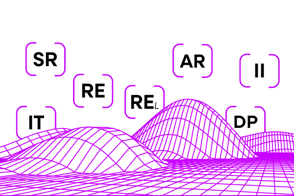 IM solutions icons with 3d gridline landscape